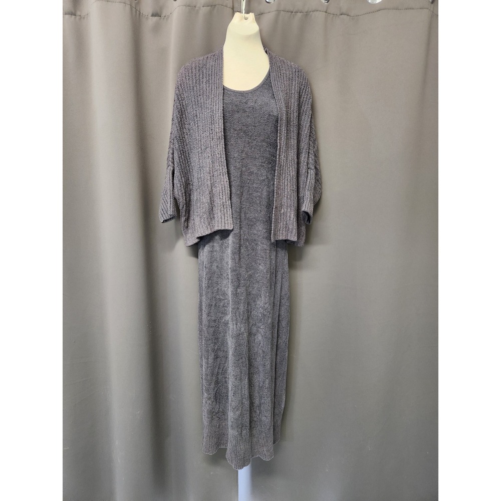 Barefoot Dreams Dress & Shrug Set Charcoal CozyChic Ultra Lite Maxi‎ XS